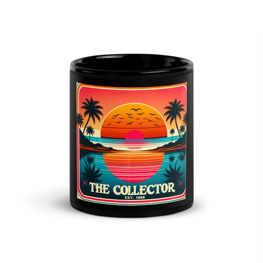 The Collector Sunset Beach Black Glossy Mug