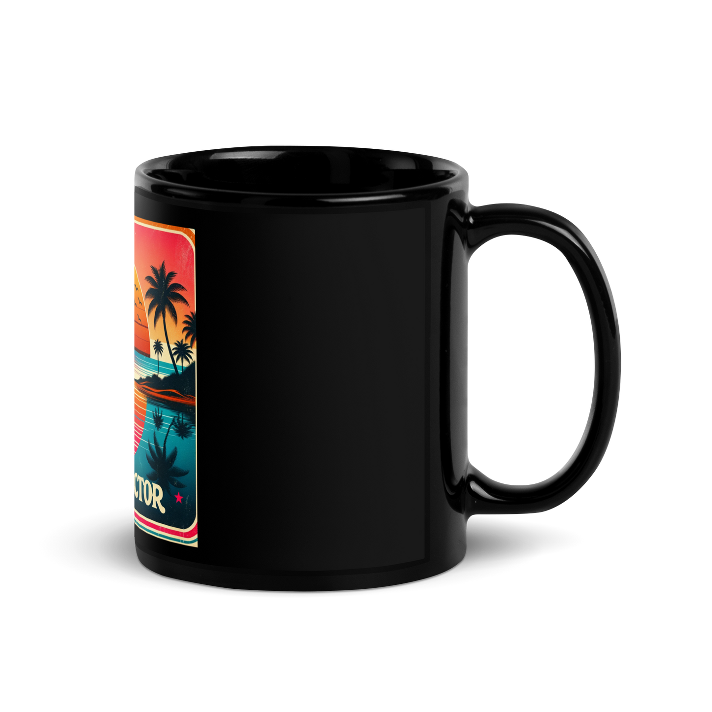 The Collector Sunset Beach Black Glossy Mug