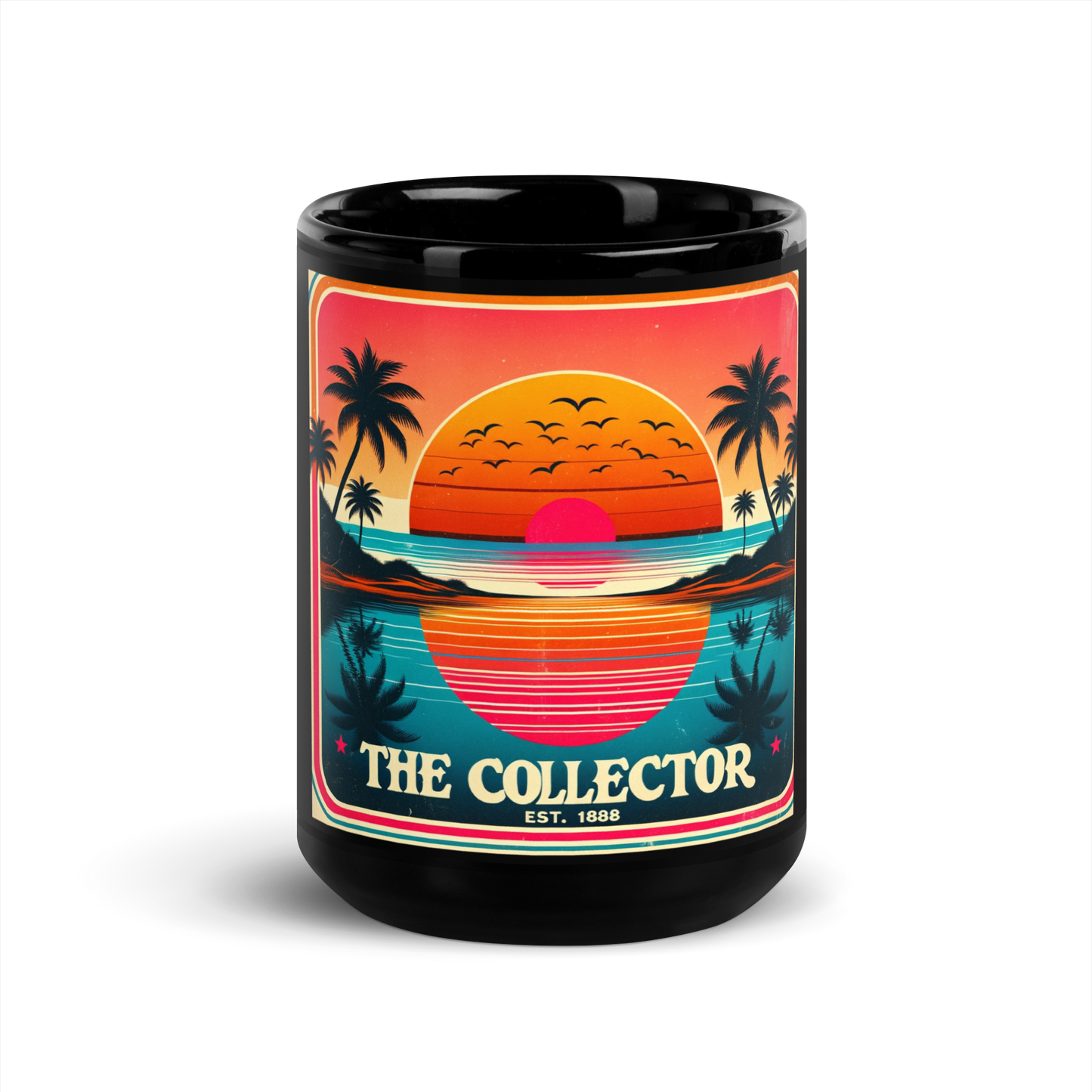 The Collector Sunset Beach Black Glossy Mug