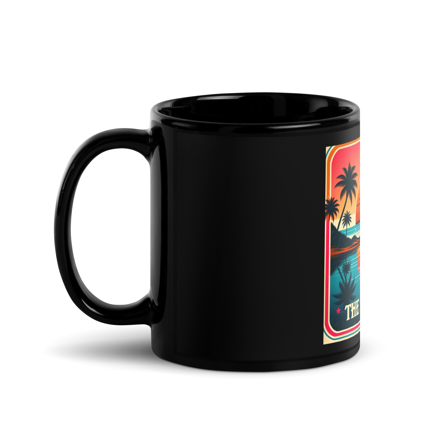 The Collector Sunset Beach Black Glossy Mug